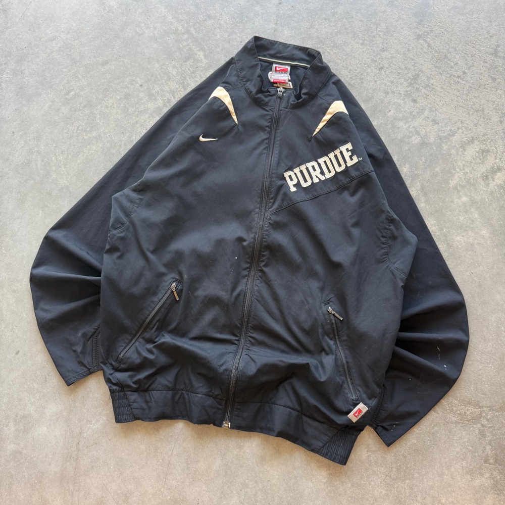 Nike Team Purdue Boilermakers Full Zip Windbreaker Jacket Black Mens Small